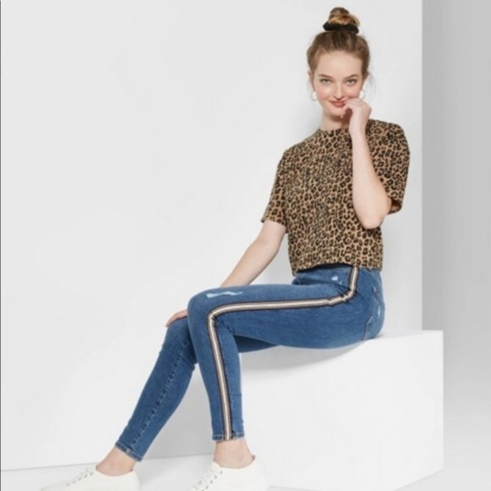 High-Rise Skinny Jean with Stripe Detailing